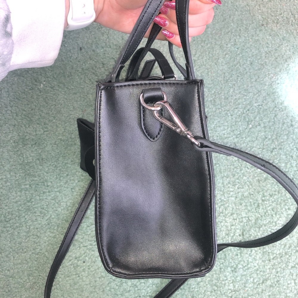 Cute Nine West Black Mini Tote Bag with Charm - Picture 10 of 16